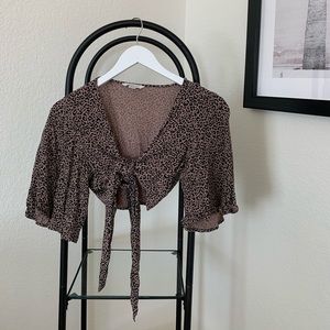 American Eagle Leopard Print Tie Crop Top